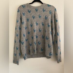 360 Cashmere Skull Sweater Gray XS Goth Grunge